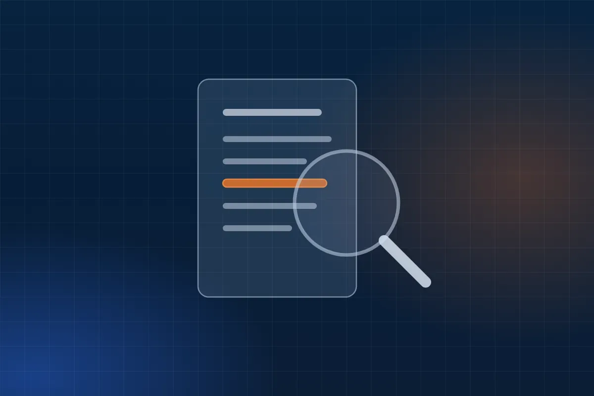 Illustration : une loupe posée sur un rapport dont une ligne est surlignée en orange